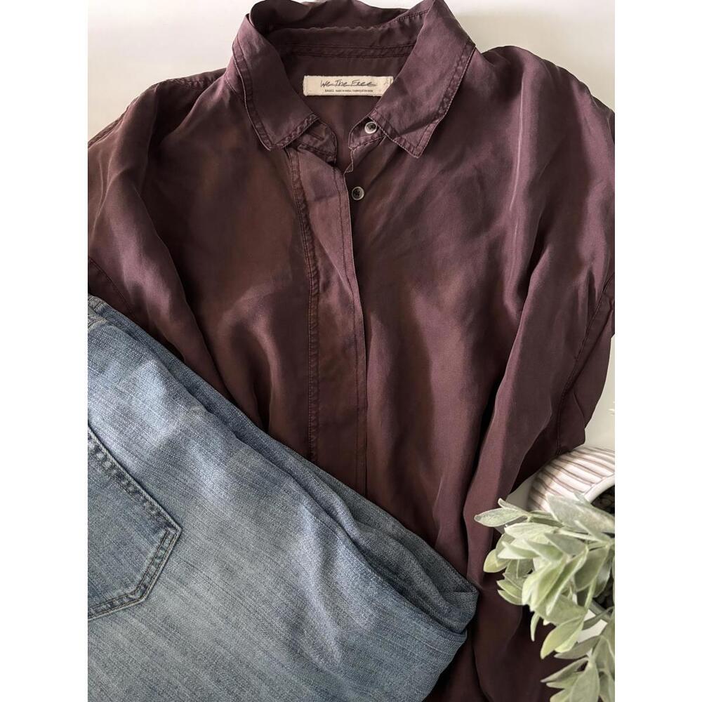 We The Free Silk Top, Small, Burgundy